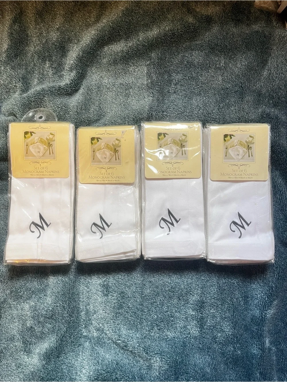 Monogram 'M' White Linen Napkins - Set of 4